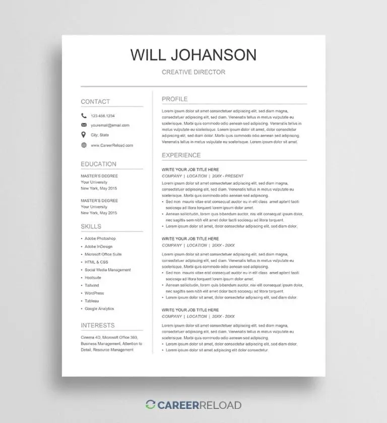 Free Google Docs resume template download